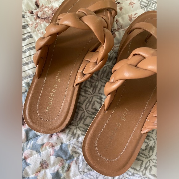 Madden Girl braided strappy slide sandal brown cognac - Picture 4 of 6